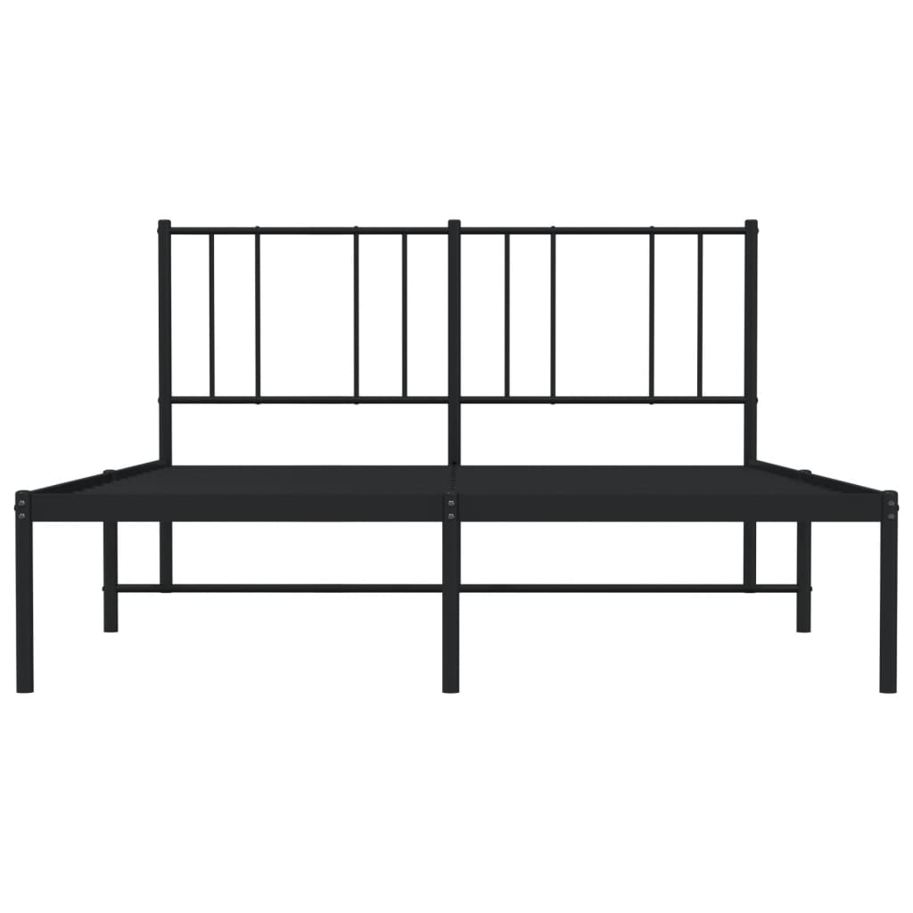 Bed frame with headboard metal black 135x190 cm