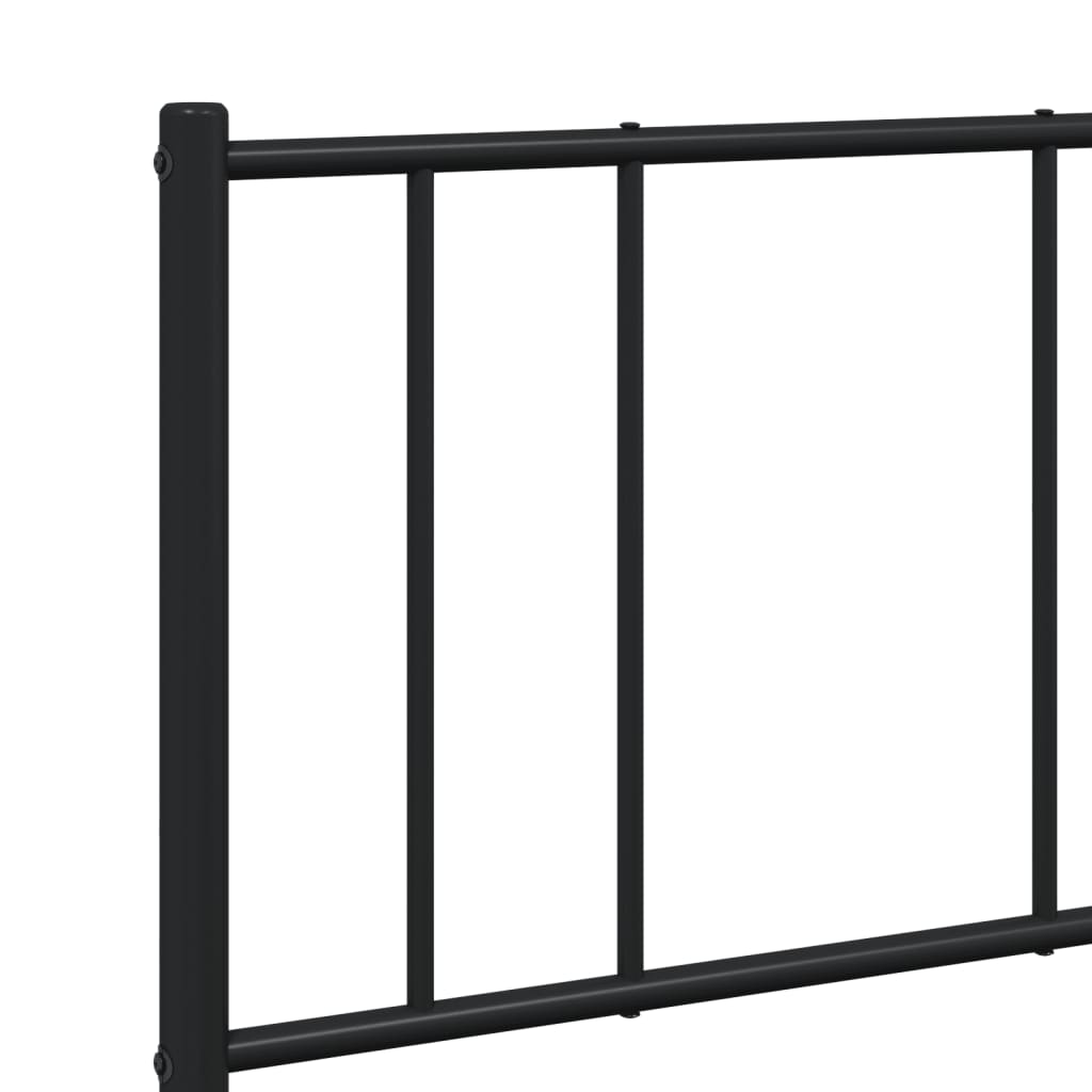Bed frame with headboard metal black 135x190 cm