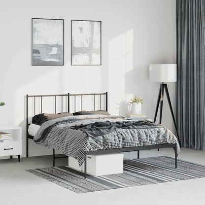 Bettgestell mit Kopfteil Metall Schwarz 135x190 cm