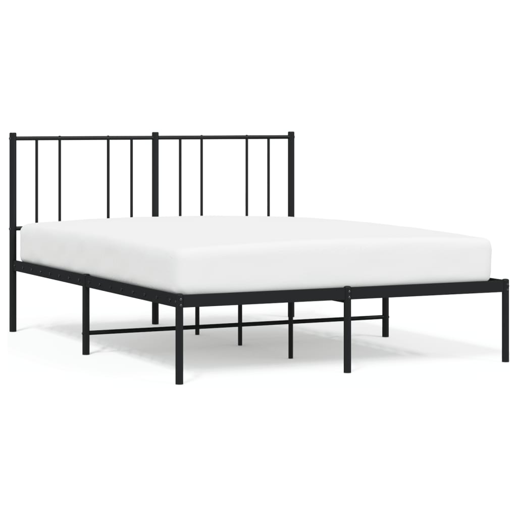 Bed frame with headboard metal black 140x190 cm
