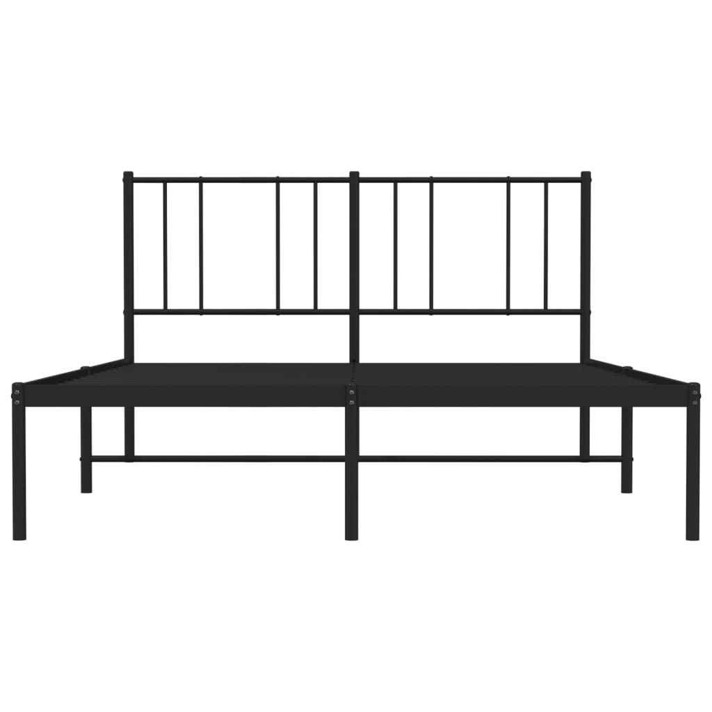 Bed frame with headboard metal black 140x190 cm