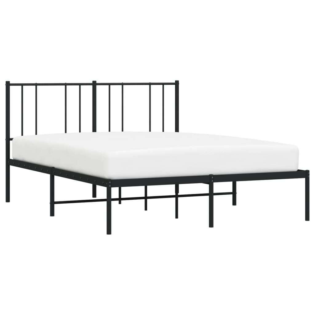 Bed frame with headboard metal black 140x200 cm