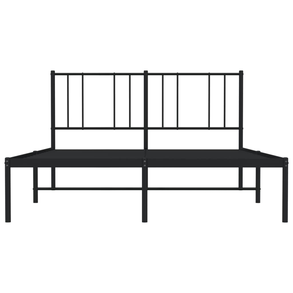 Bed frame with headboard metal black 140x200 cm