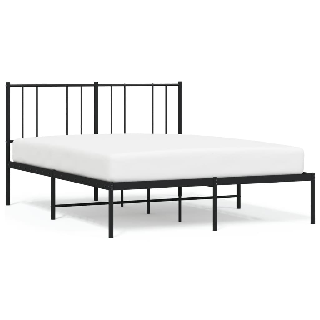 Bed frame with headboard metal black 150x200 cm