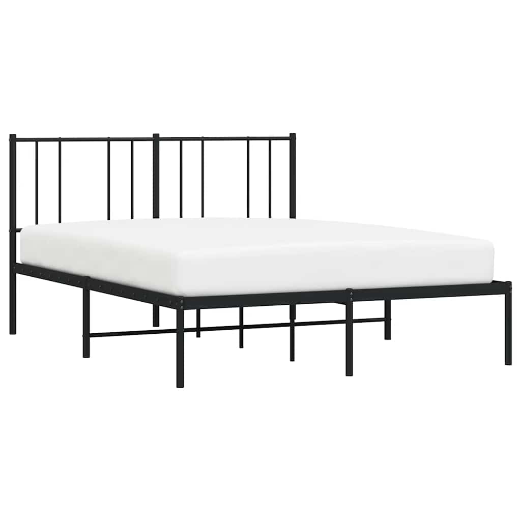 Bed frame with headboard metal black 150x200 cm