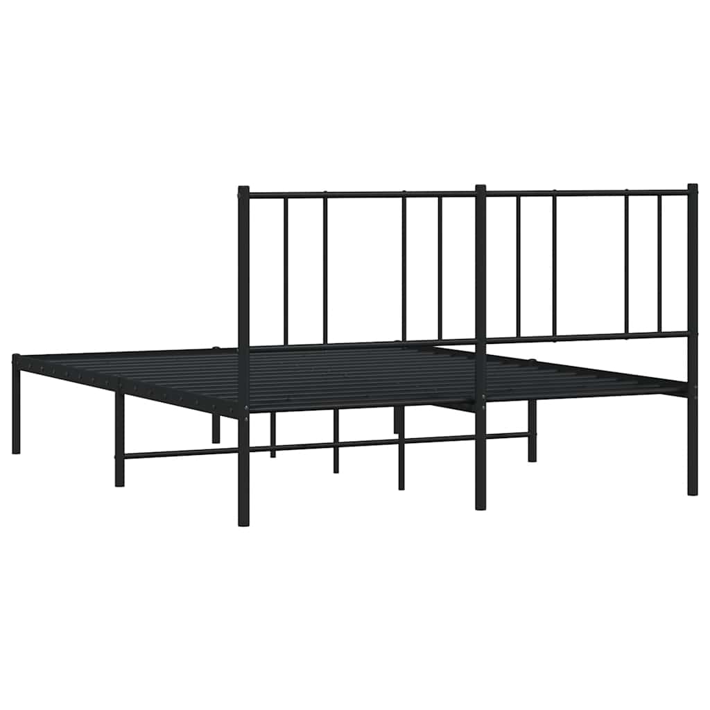 Bed frame with headboard metal black 150x200 cm