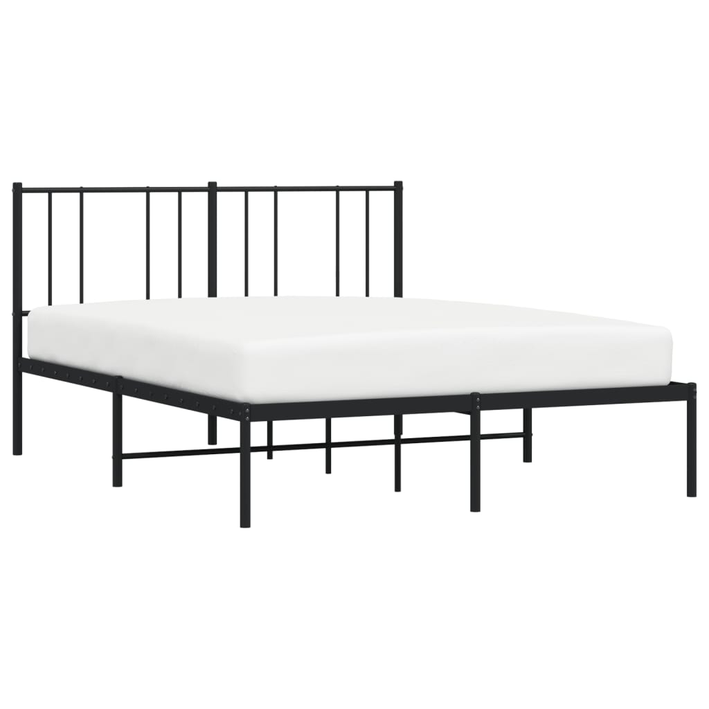 Bed frame with headboard metal black 160x200 cm