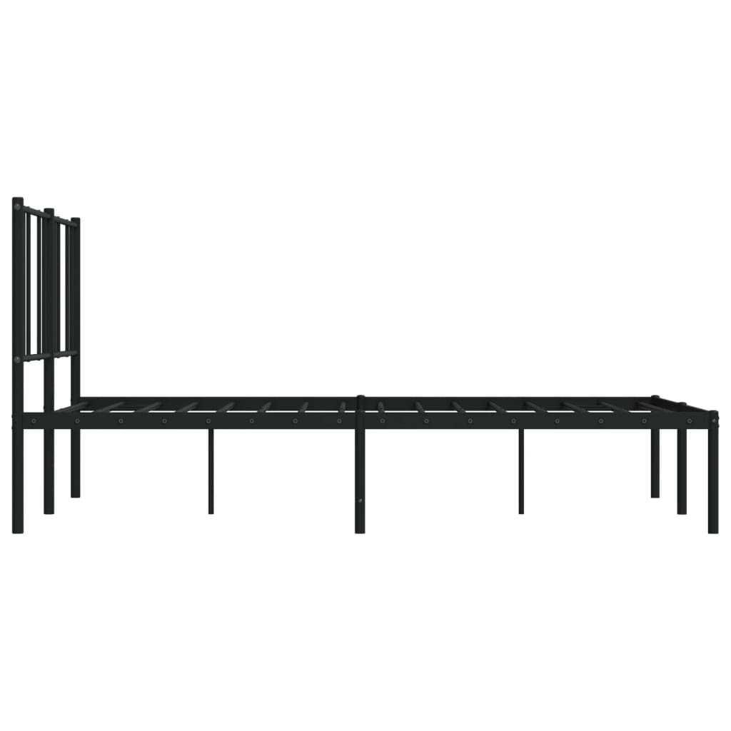 Bed frame with headboard metal black 160x200 cm