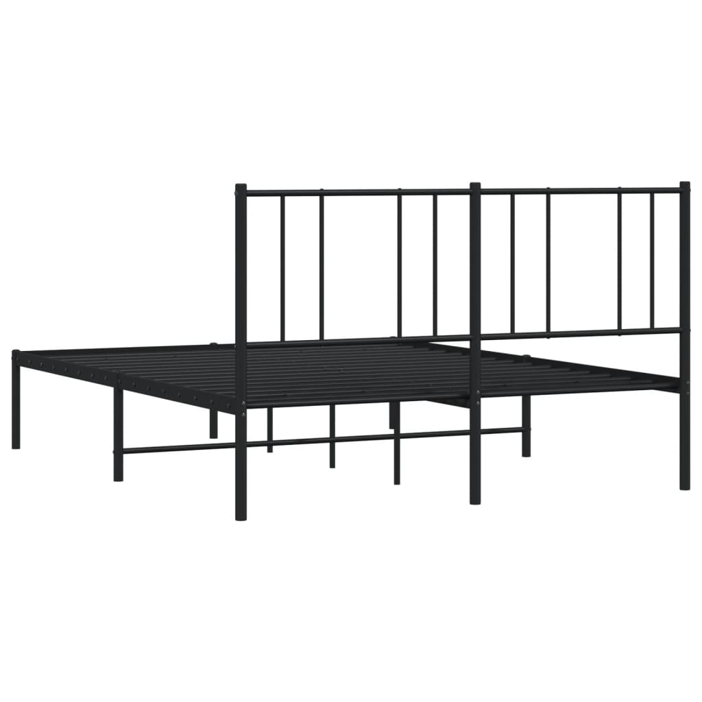 Bed frame with headboard metal black 160x200 cm