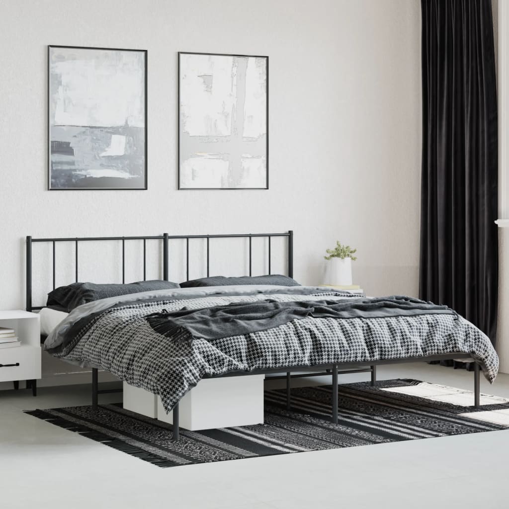 Bed frame with headboard metal black 180x200 cm