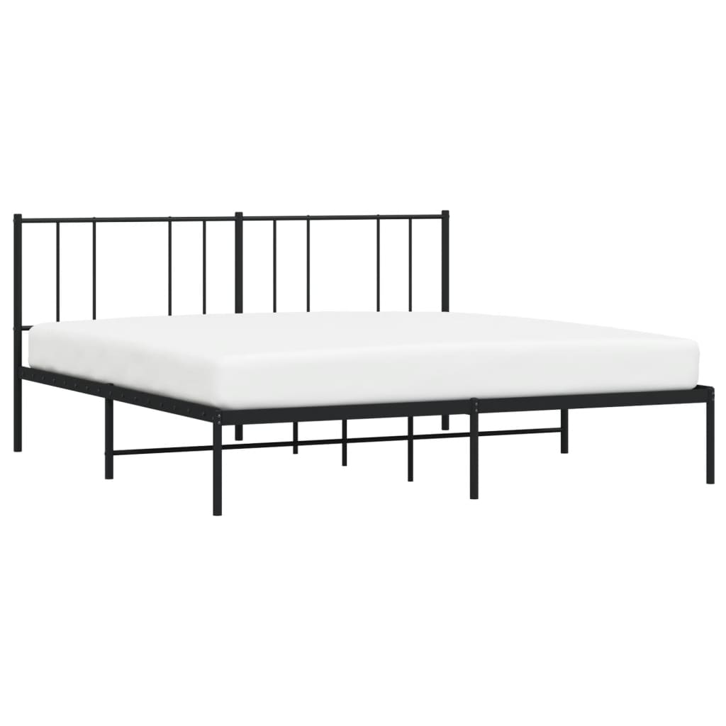 Bed frame with headboard metal black 180x200 cm