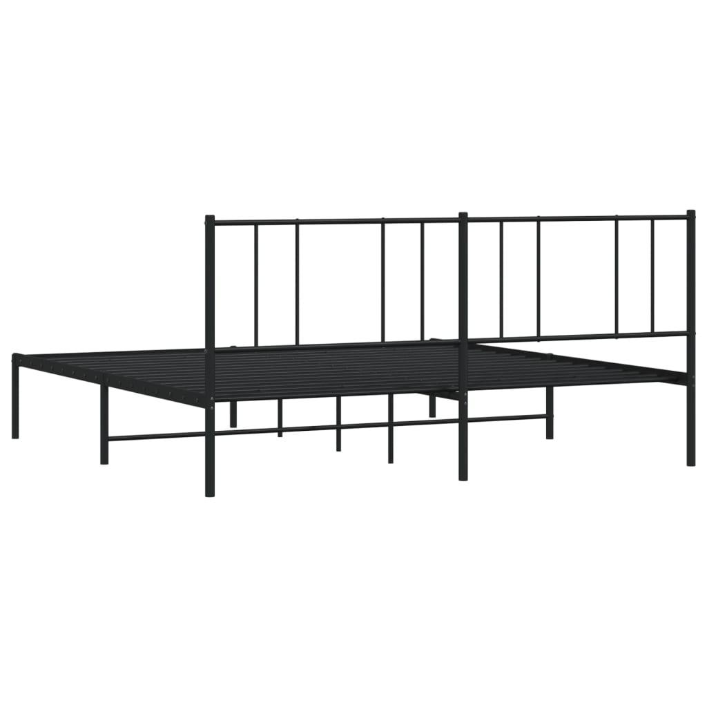 Bed frame with headboard metal black 180x200 cm