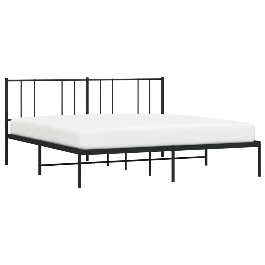 Bed frame with headboard metal black 183x213 cm