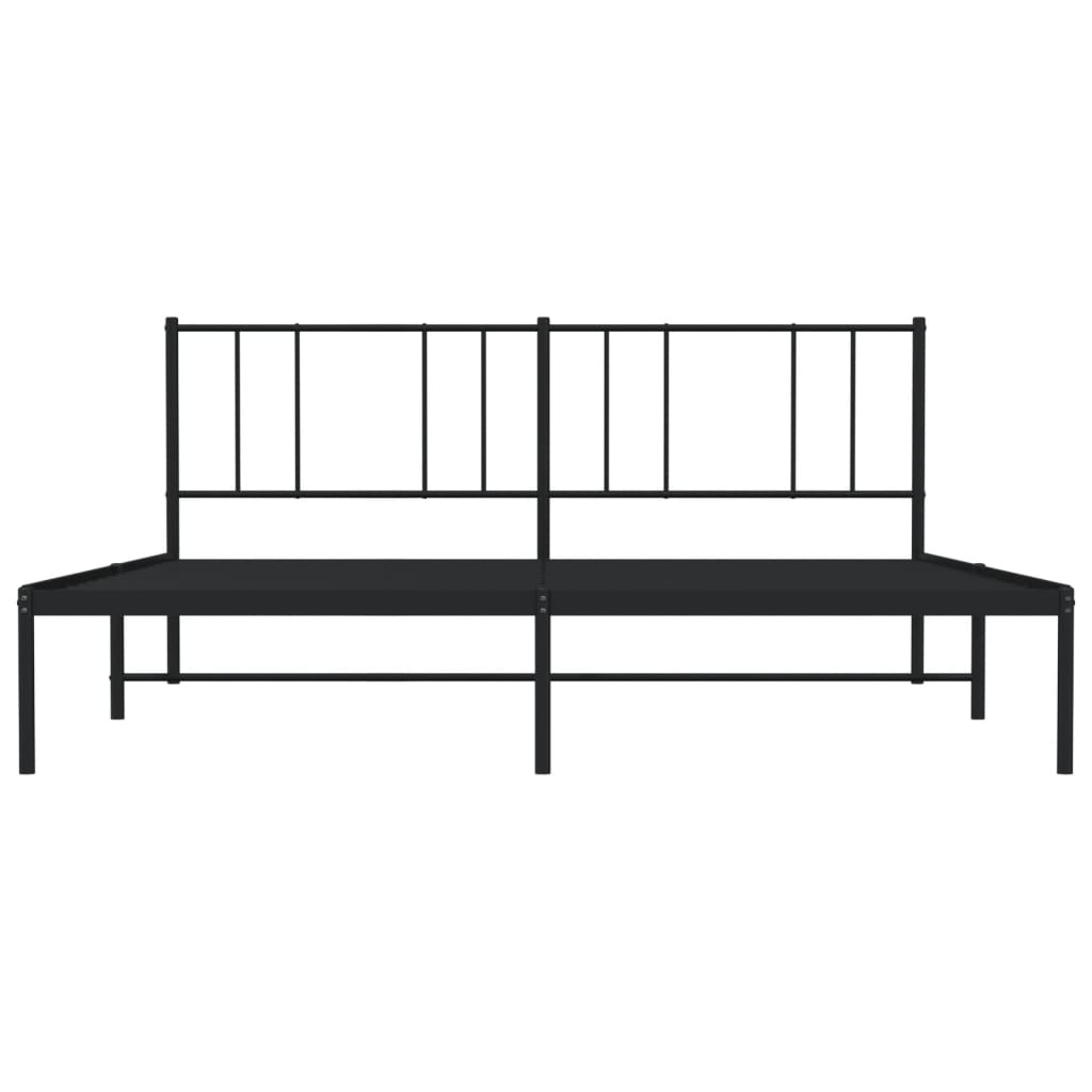 Bed frame with headboard metal black 183x213 cm