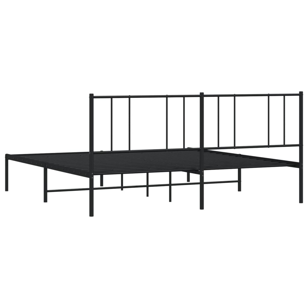 Bed frame with headboard metal black 183x213 cm