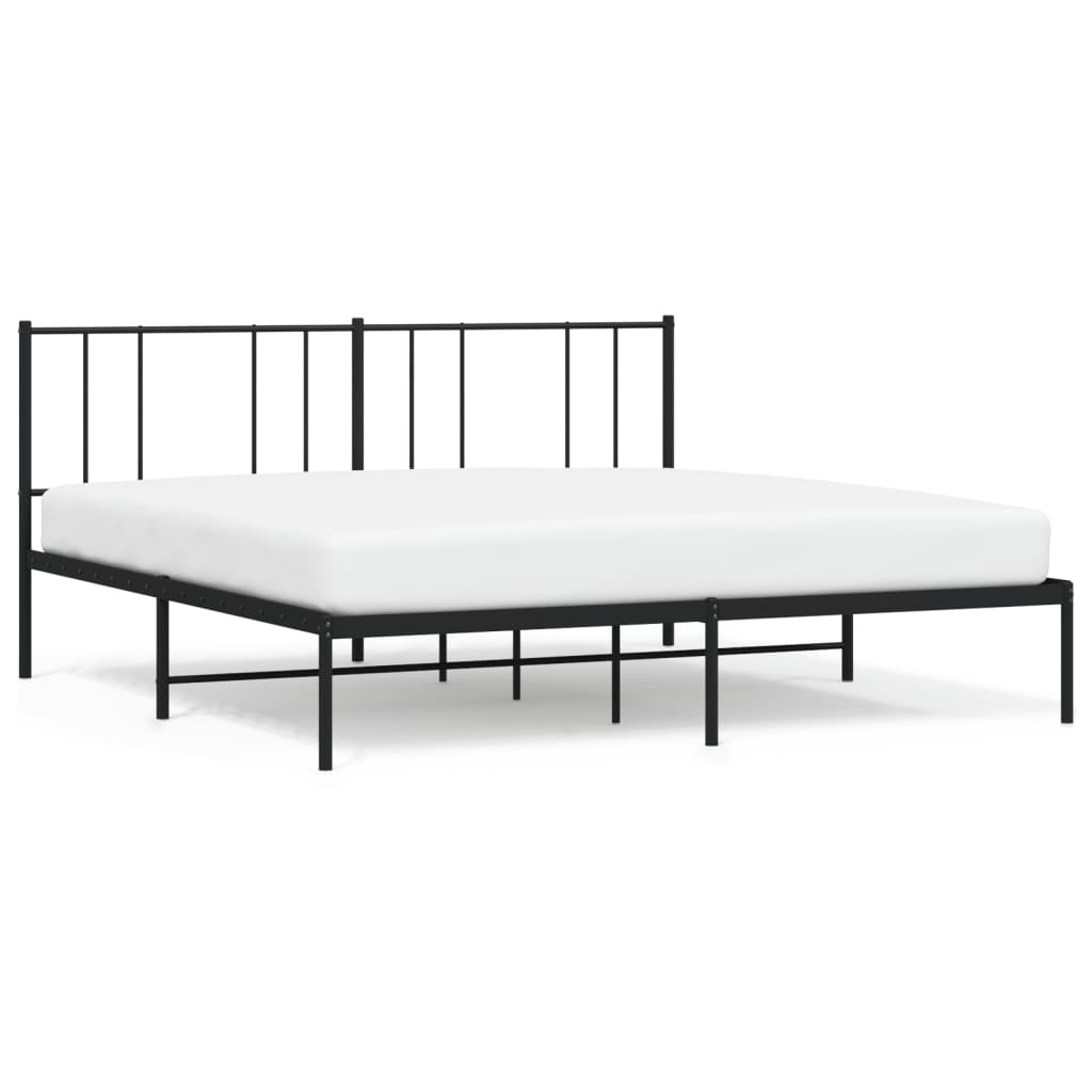 Bed frame with headboard metal black 193x203 cm