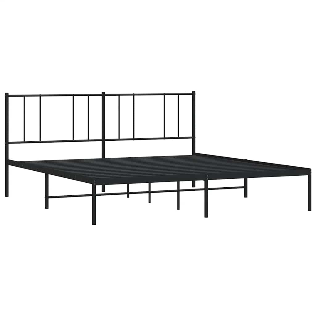 Bed frame with headboard metal black 193x203 cm