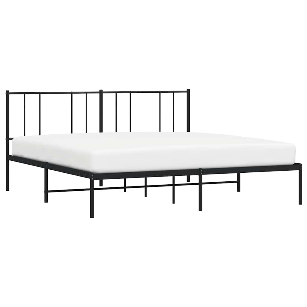 Bed frame with headboard metal black 193x203 cm