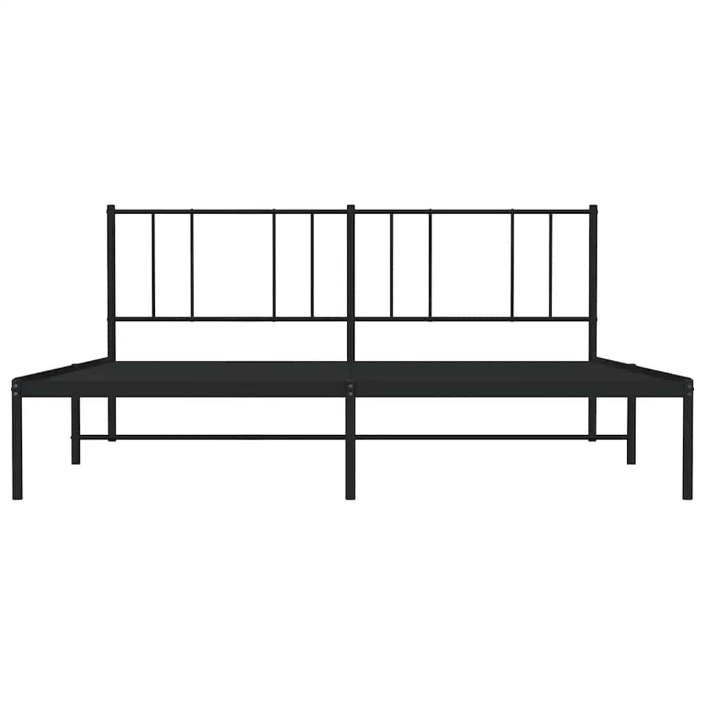 Bed frame with headboard metal black 193x203 cm