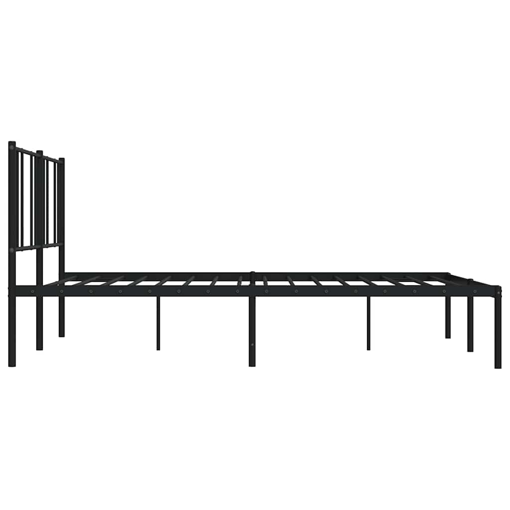 Bed frame with headboard metal black 193x203 cm