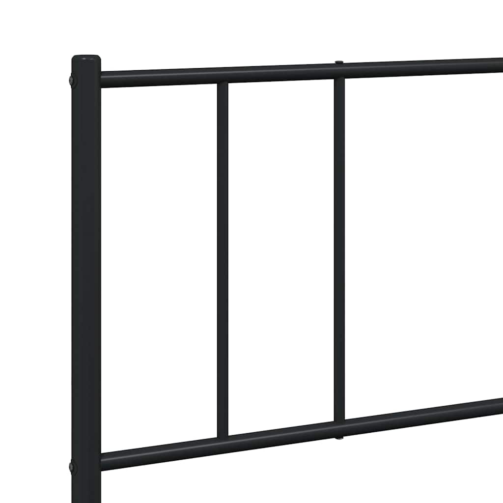 Bed frame with headboard metal black 193x203 cm