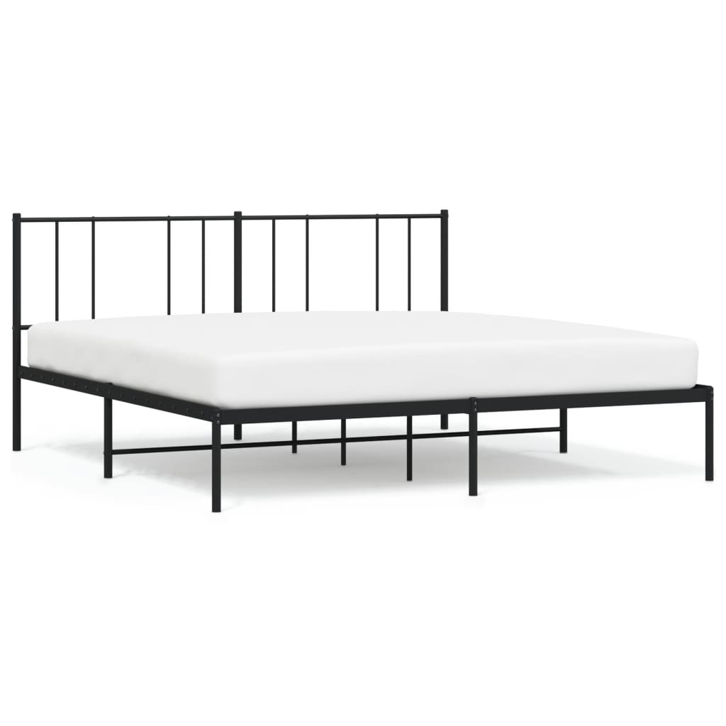 Bed frame with headboard metal black 200x200 cm