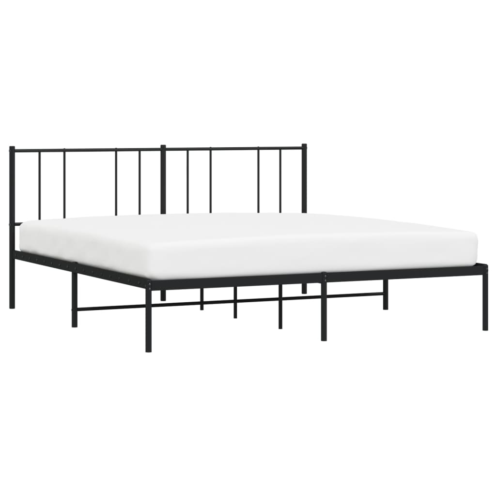 Bed frame with headboard metal black 200x200 cm