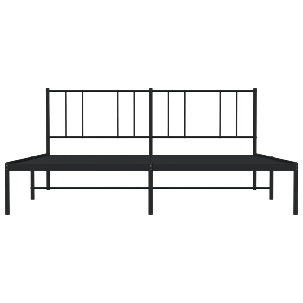 Bed frame with headboard metal black 200x200 cm
