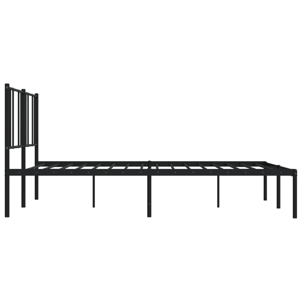 Bed frame with headboard metal black 200x200 cm