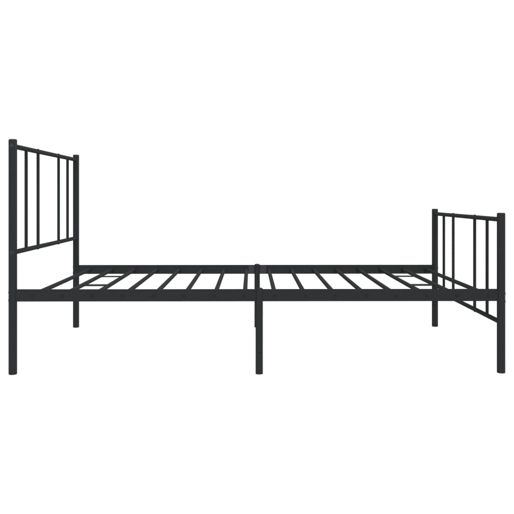 Bed frame with head and footboard metal black 75x190 cm