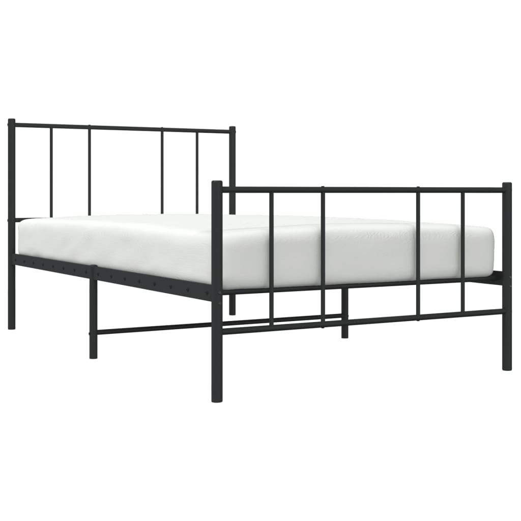 Bed frame with head and footboard metal black 80x200 cm