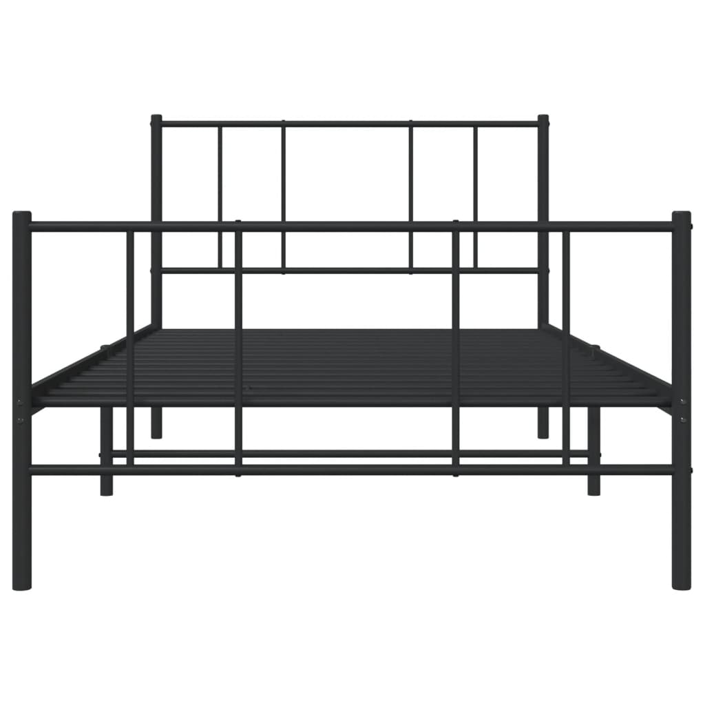 Bed frame with head and footboard metal black 80x200 cm