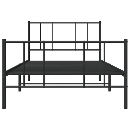 Bettgestell mit Kopf- und Fußteil Metall Schwarz 90x190 cm