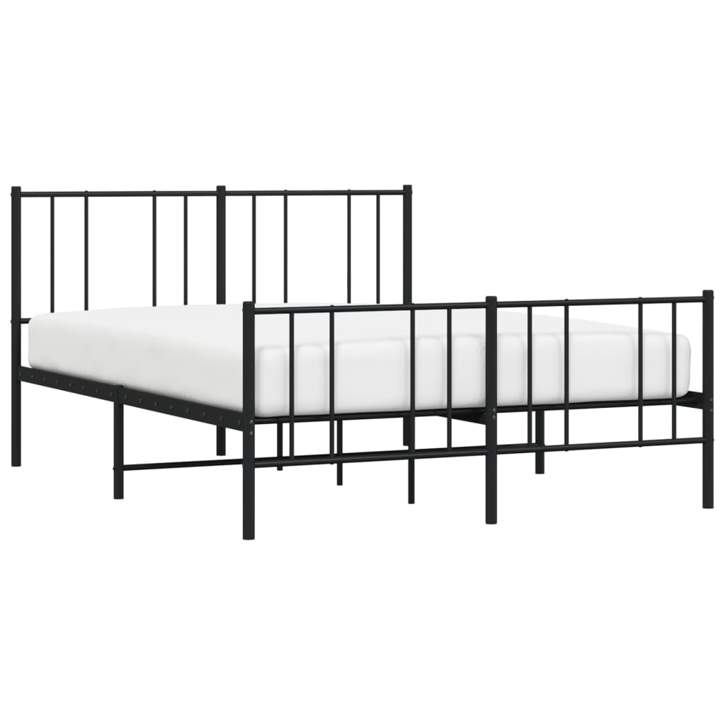 Bed frame with head and footboard metal black 120x190 cm