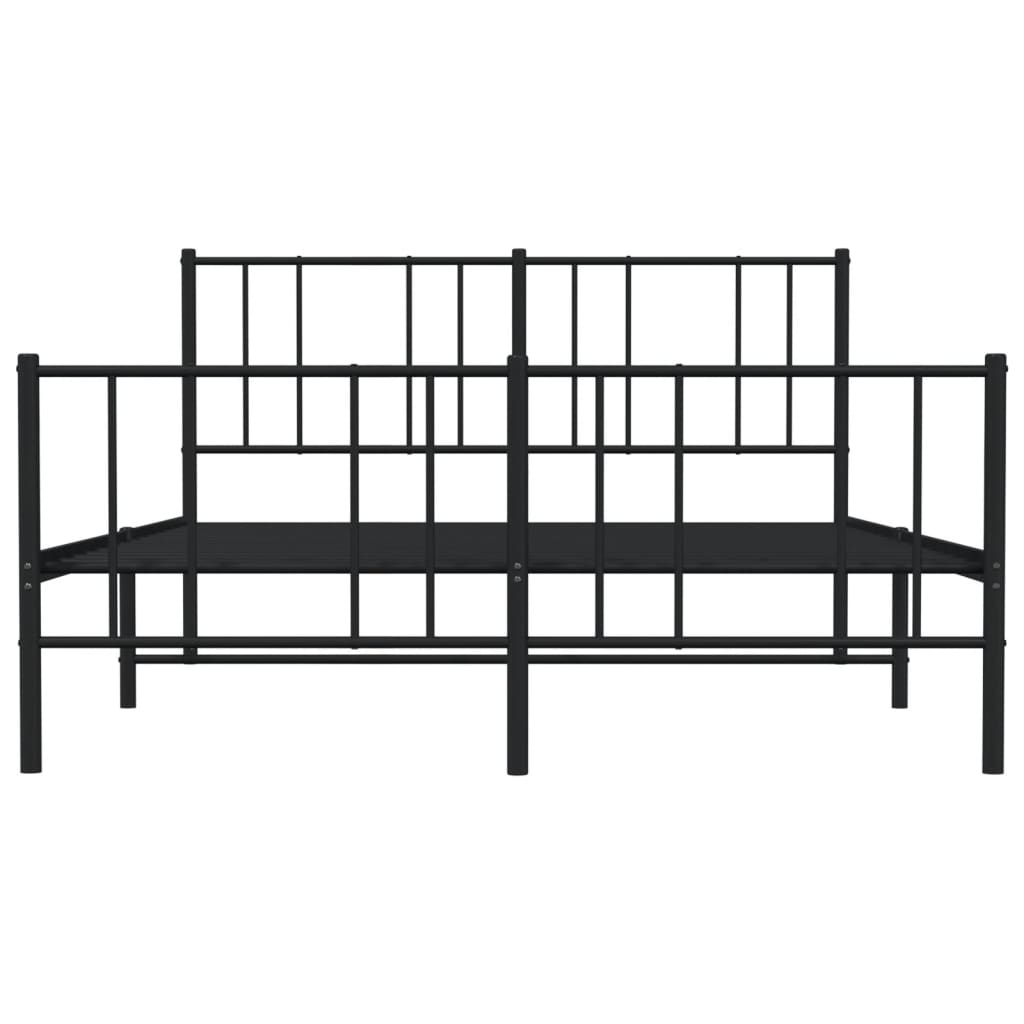 Bed frame with head and footboard metal black 120x190 cm