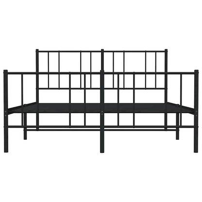 Bettgestell mit Kopf- und Fußteil Metall Schwarz 120x190 cm