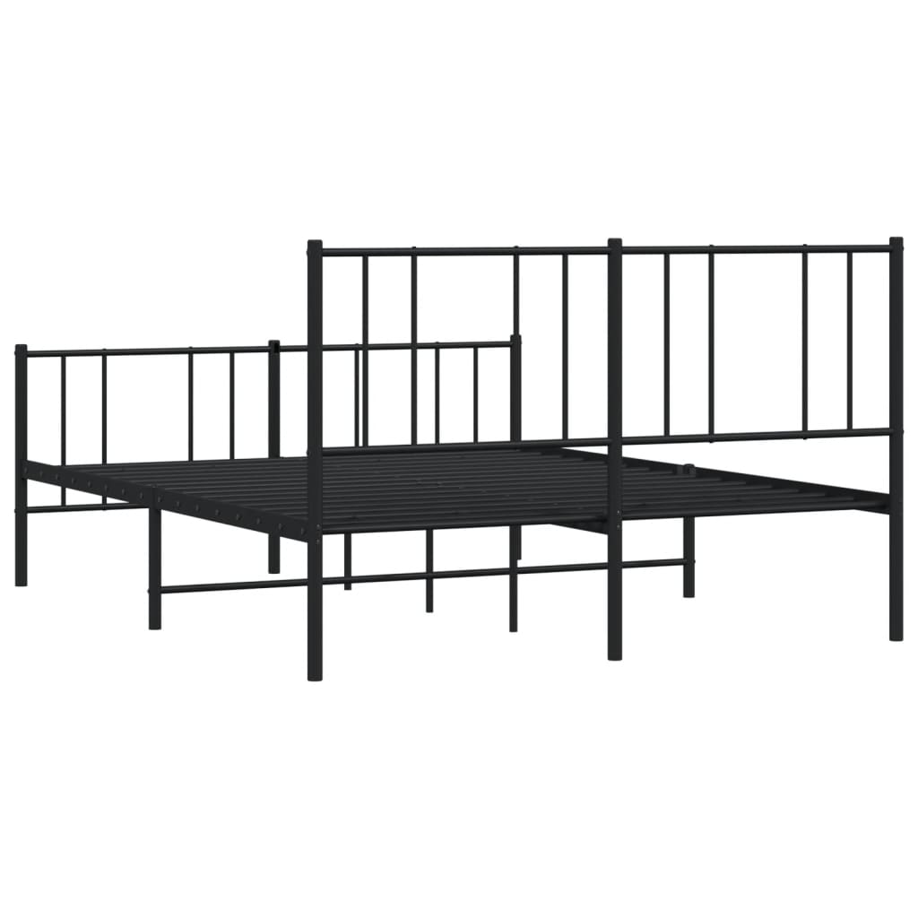 Bed frame with head and footboard metal black 120x190 cm