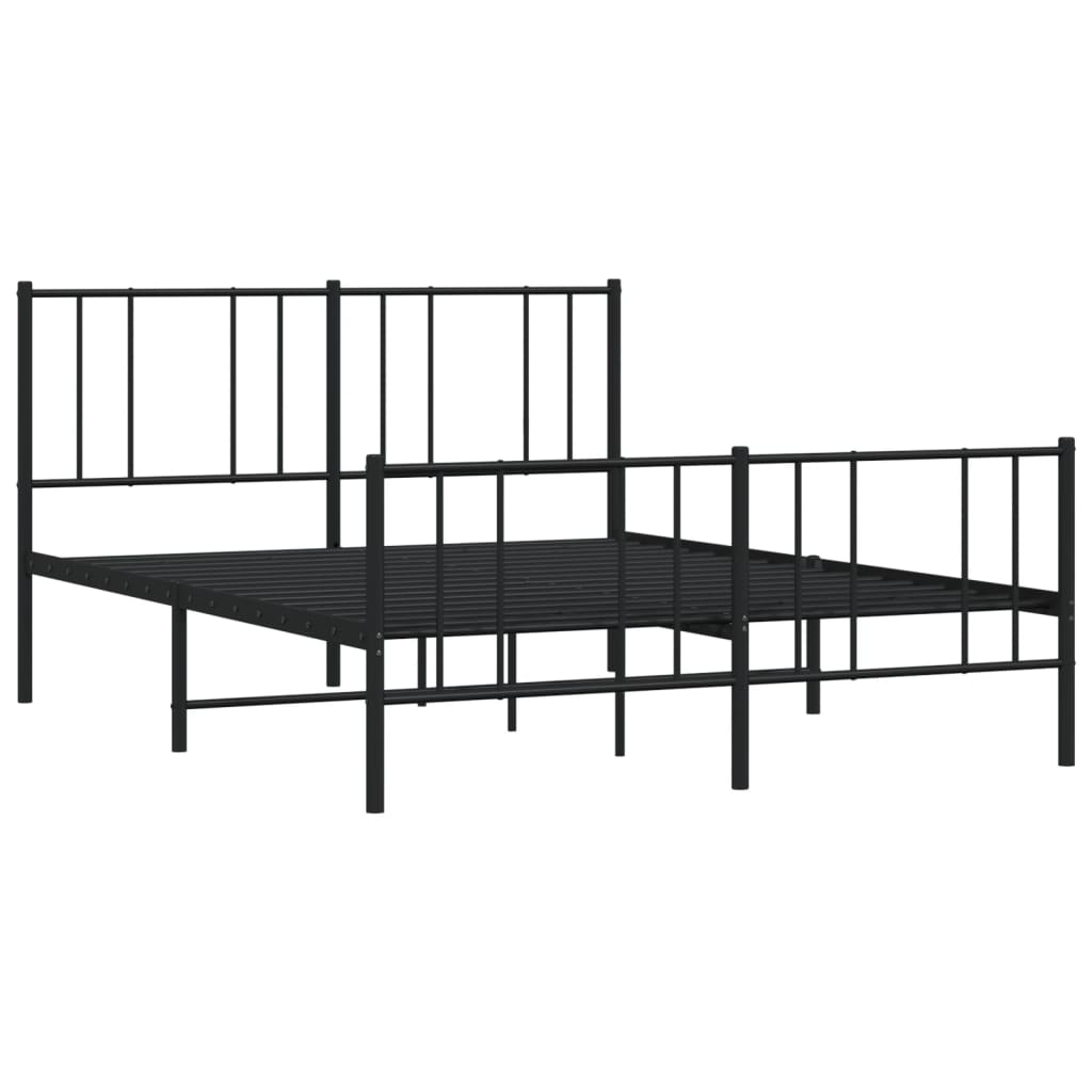 Bed frame with head and footboard metal black 120x200 cm