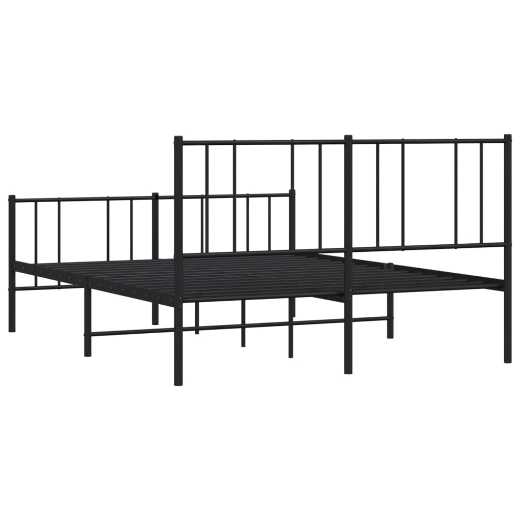 Bed frame with head and footboard metal black 120x200 cm