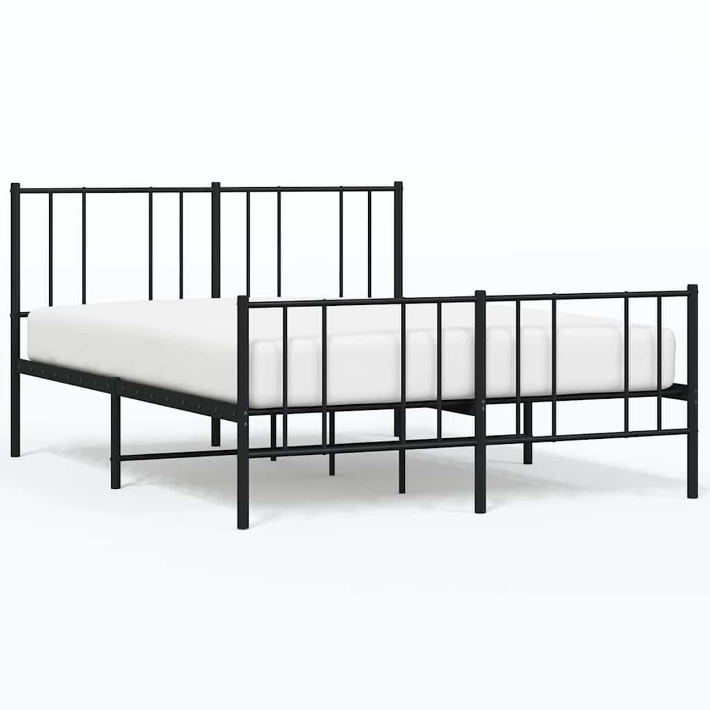 Bed frame with head and footboard metal black 135x190 cm