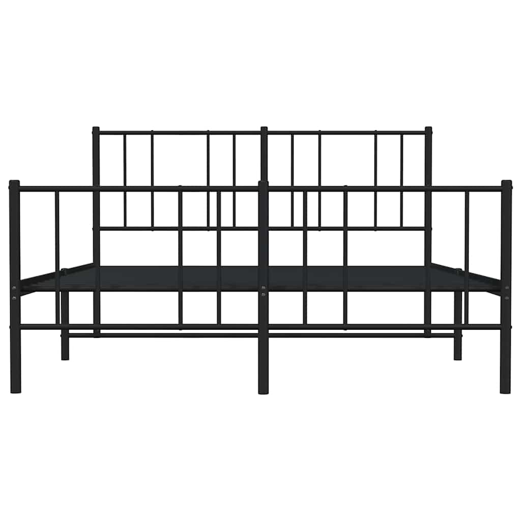 Bed frame with head and footboard metal black 135x190 cm