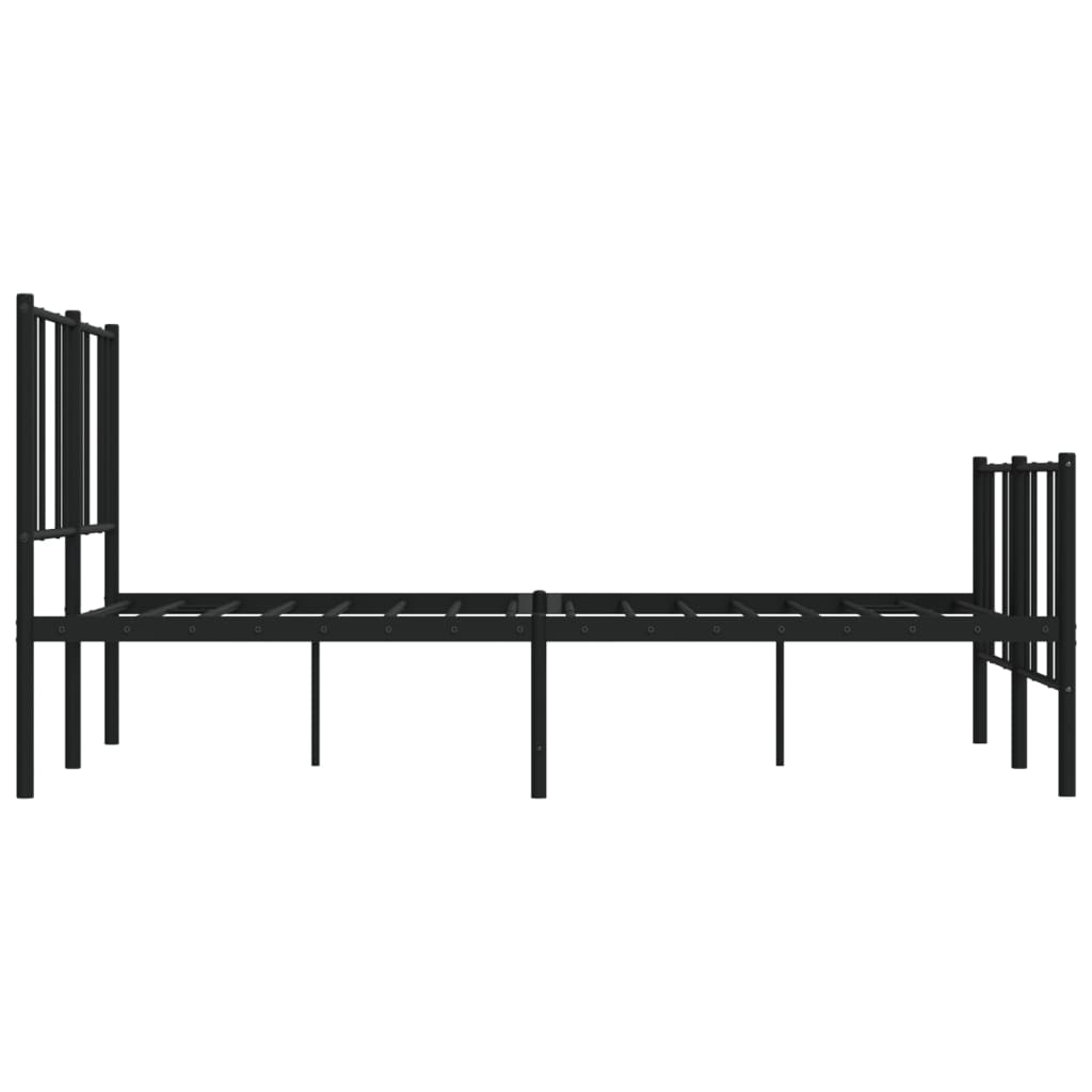 Bed frame with head and footboard metal black 135x190 cm