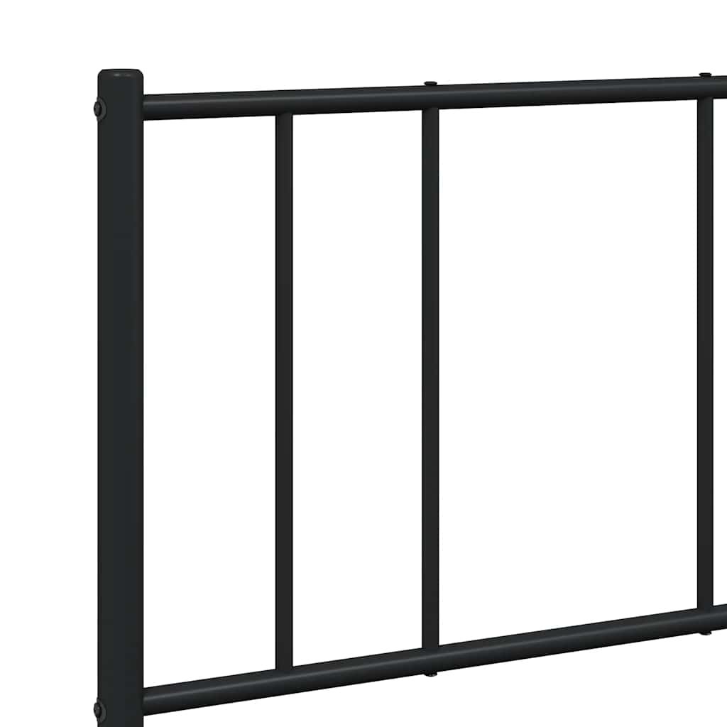 Bed frame with head and footboard metal black 135x190 cm