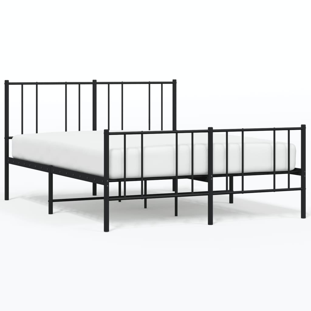 Bed frame with head and footboard metal black 140x190 cm