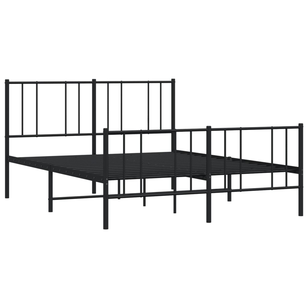 Bed frame with head and footboard metal black 140x190 cm