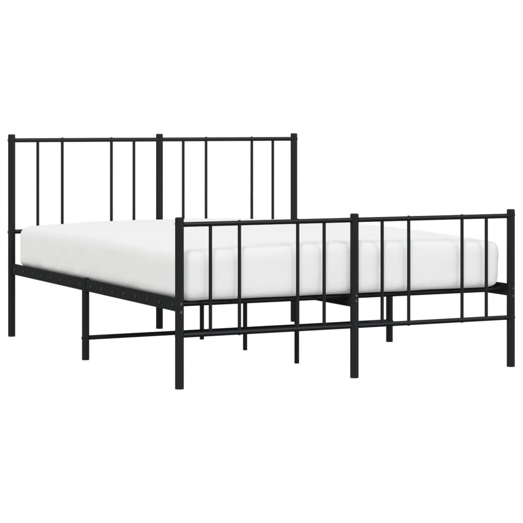 Bed frame with head and footboard metal black 140x190 cm