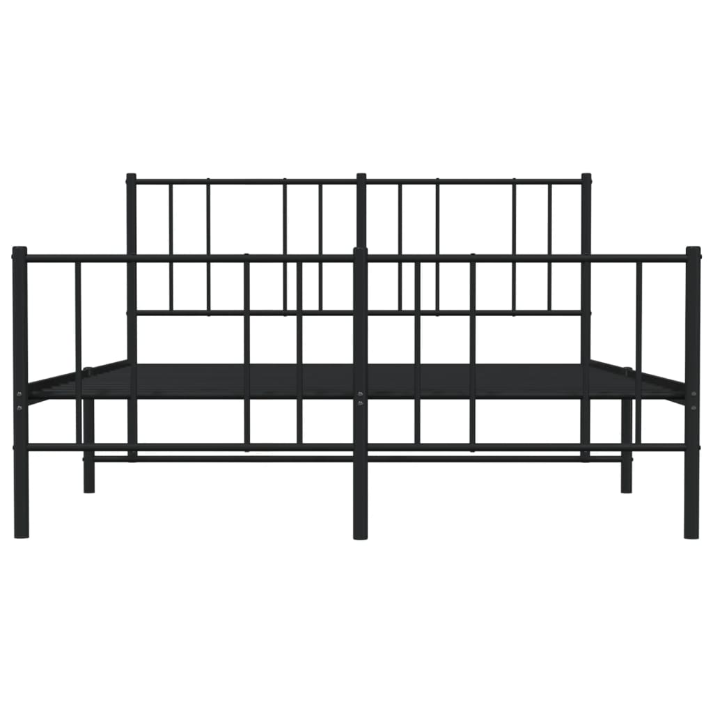 Bed frame with head and footboard metal black 140x190 cm