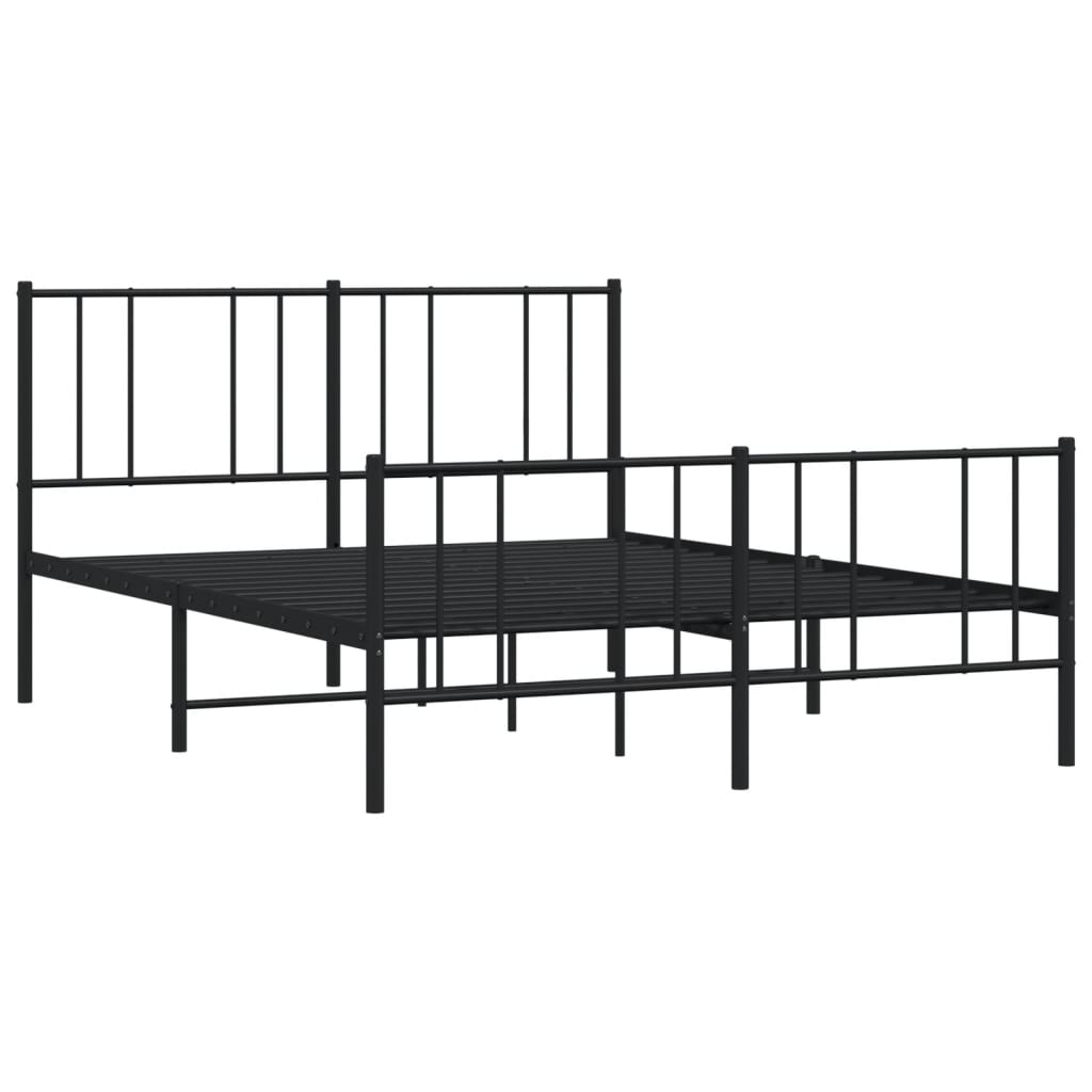 Bed frame with head and footboard metal black 140x200 cm