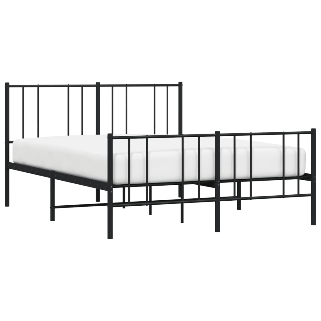 Bed frame with head and footboard metal black 140x200 cm