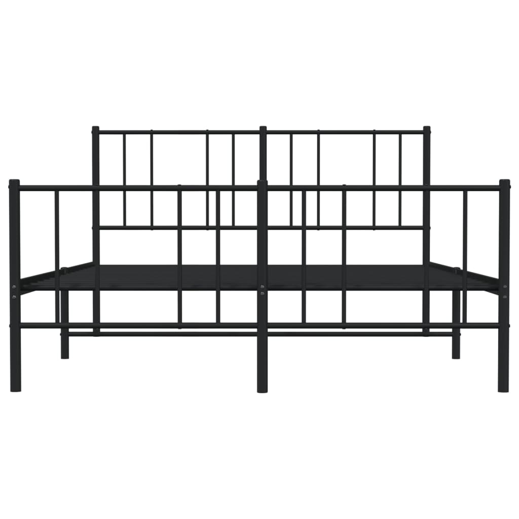 Bed frame with head and footboard metal black 140x200 cm